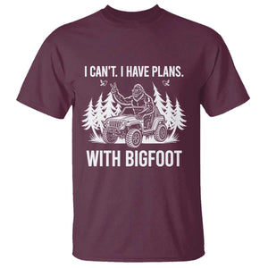 Funny Bigfoot Driving Car T Shirt I Cant I Have Plans With Bigfoot TS12 Maroon Print Your Wear