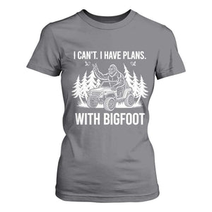 Funny Bigfoot Driving Car T Shirt For Women I Cant I Have Plans With Bigfoot TS12 Charcoal Print Your Wear