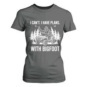 Funny Bigfoot Driving Car T Shirt For Women I Cant I Have Plans With Bigfoot TS12 Dark Heather Print Your Wear