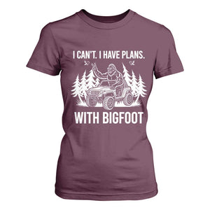 Funny Bigfoot Driving Car T Shirt For Women I Cant I Have Plans With Bigfoot TS12 Maroon Print Your Wear