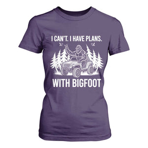 Funny Bigfoot Driving Car T Shirt For Women I Cant I Have Plans With Bigfoot TS12 Purple Print Your Wear