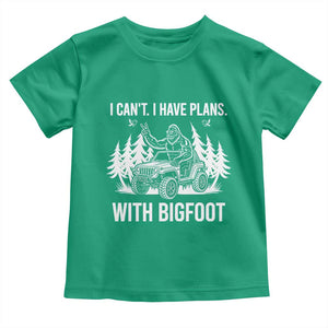 Funny Bigfoot Driving Car Toddler T Shirt I Cant I Have Plans With Bigfoot TS12 Irish Green Print Your Wear