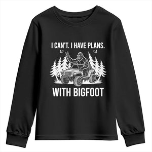 Funny Bigfoot Driving Car Youth Sweatshirt I Cant I Have Plans With Bigfoot TS12 Black Print Your Wear