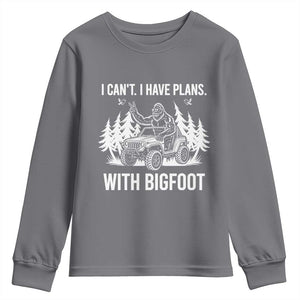 Funny Bigfoot Driving Car Youth Sweatshirt I Cant I Have Plans With Bigfoot TS12 Charcoal Print Your Wear