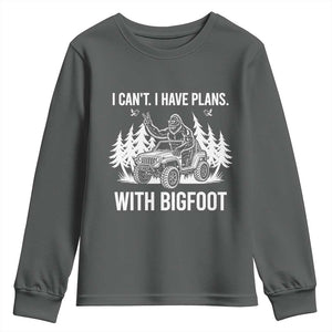 Funny Bigfoot Driving Car Youth Sweatshirt I Cant I Have Plans With Bigfoot TS12 Dark Heather Print Your Wear