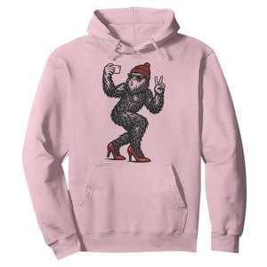 Funny Sexy Bigfoot Selfie Hoodie Sasquatch Lover Gift TS12 Light Pink Print Your Wear