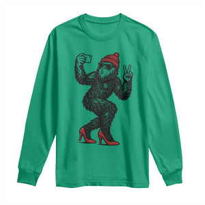 Funny Sexy Bigfoot Selfie Long Sleeve Shirt Sasquatch Lover Gift TS12 Irish Green Print Your Wear
