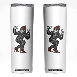 Funny Sexy Bigfoot Selfie Skinny Tumbler Sasquatch Lover Gift TS12 White Print Your Wear