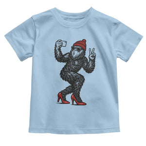 Funny Sexy Bigfoot Selfie Toddler T Shirt Sasquatch Lover Gift TS12 Light Blue Print Your Wear