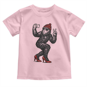 Funny Sexy Bigfoot Selfie Toddler T Shirt Sasquatch Lover Gift TS12 Light Pink Print Your Wear