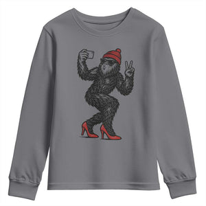 Funny Sexy Bigfoot Selfie Youth Sweatshirt Sasquatch Lover Gift TS12 Charcoal Print Your Wear