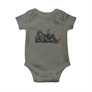 Funny Sassquatch Sexy Baby Onesie Bigfoot With Cocktail Party Humor TS12 Military Green Print Your Wear