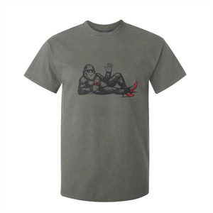 Funny Sassquatch Sexy T Shirt For Kid Bigfoot With Cocktail Party Humor TS12 Military Green Print Your Wear