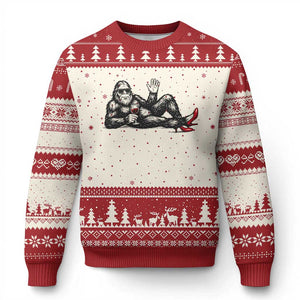 Funny Sassquatch Sexy Ugly Christmas Sweater Bigfoot With Cocktail Party Humor TS12 Beige Red Print Your Wear