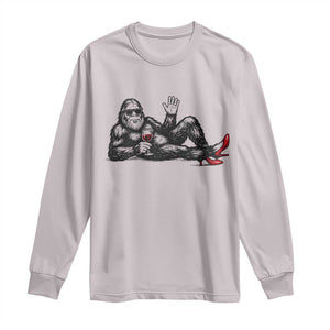Funny Sassquatch Sexy Long Sleeve Shirt Bigfoot With Cocktail Party Humor TS12 Ice Gray Print Your Wear