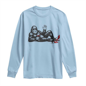 Funny Sassquatch Sexy Long Sleeve Shirt Bigfoot With Cocktail Party Humor TS12 Light Blue Print Your Wear
