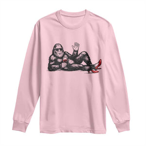 Funny Sassquatch Sexy Long Sleeve Shirt Bigfoot With Cocktail Party Humor TS12 Light Pink Print Your Wear