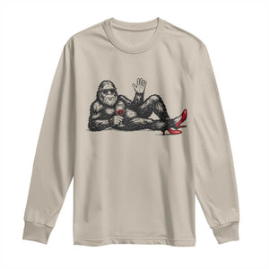 Funny Sassquatch Sexy Long Sleeve Shirt Bigfoot With Cocktail Party Humor TS12 Sand Print Your Wear