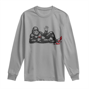 Funny Sassquatch Sexy Long Sleeve Shirt Bigfoot With Cocktail Party Humor TS12 Sport Gray Print Your Wear
