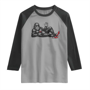 Funny Sassquatch Sexy Raglan Shirt Bigfoot With Cocktail Party Humor TS12 Sport Gray Black Print Your Wear