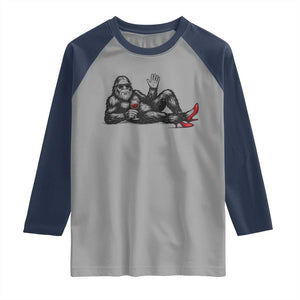 Funny Sassquatch Sexy Raglan Shirt Bigfoot With Cocktail Party Humor TS12 Sport Gray Navy Print Your Wear