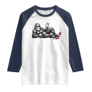 Funny Sassquatch Sexy Raglan Shirt Bigfoot With Cocktail Party Humor TS12 White Navy Print Your Wear