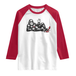 Funny Sassquatch Sexy Raglan Shirt Bigfoot With Cocktail Party Humor TS12 White Red Print Your Wear