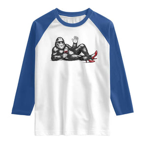 Funny Sassquatch Sexy Raglan Shirt Bigfoot With Cocktail Party Humor TS12 White Royal Print Your Wear