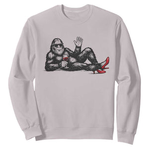 Funny Sassquatch Sexy Sweatshirt Bigfoot With Cocktail Party Humor TS12 Ice Gray Print Your Wear