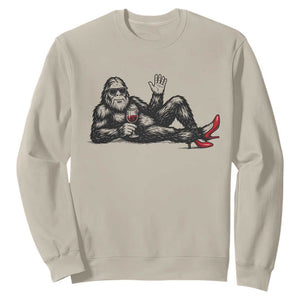 Funny Sassquatch Sexy Sweatshirt Bigfoot With Cocktail Party Humor TS12 Sand Print Your Wear