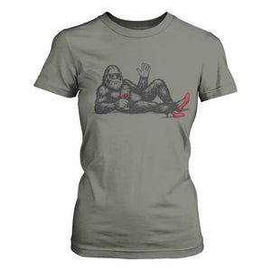Funny Sassquatch Sexy T Shirt For Women Bigfoot With Cocktail Party Humor TS12 Military Green Print Your Wear