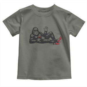 Funny Sassquatch Sexy Toddler T Shirt Bigfoot With Cocktail Party Humor TS12 Military Green Print Your Wear