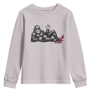 Funny Sassquatch Sexy Youth Sweatshirt Bigfoot With Cocktail Party Humor TS12 Ice Gray Print Your Wear