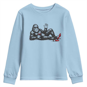 Funny Sassquatch Sexy Youth Sweatshirt Bigfoot With Cocktail Party Humor TS12 Light Blue Print Your Wear
