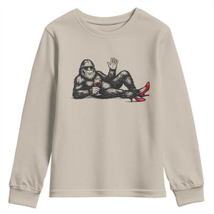 Funny Sassquatch Sexy Youth Sweatshirt Bigfoot With Cocktail Party Humor TS12 Sand Print Your Wear