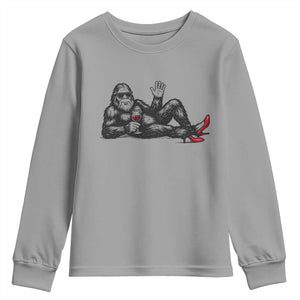 Funny Sassquatch Sexy Youth Sweatshirt Bigfoot With Cocktail Party Humor TS12 Sport Gray Print Your Wear