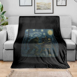 Funny Bigfoot Painting Starry Night Art Parody Gift Throw Blanket TS12 Print Your Wear