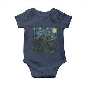 Funny Bigfoot Painting Starry Night Art Parody Gift Baby Onesie TS12 Navy Print Your Wear