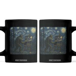 Funny Bigfoot Painting Starry Night Art Parody Gift Coffee Mug TS12 Black Print Your Wear