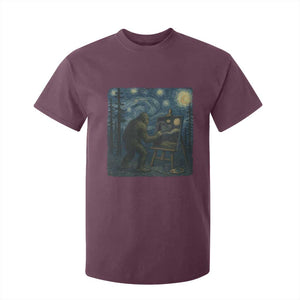 Funny Bigfoot Painting Starry Night Art Parody Gift T Shirt For Kid TS12 Maroon Print Your Wear