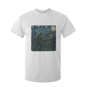 Funny Bigfoot Painting Starry Night Art Parody Gift T Shirt For Kid TS12 White Print Your Wear
