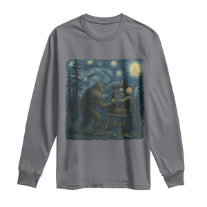 Funny Bigfoot Painting Starry Night Art Parody Gift Long Sleeve Shirt TS12 Charcoal Print Your Wear
