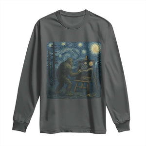 Funny Bigfoot Painting Starry Night Art Parody Gift Long Sleeve Shirt TS12 Dark Heather Print Your Wear