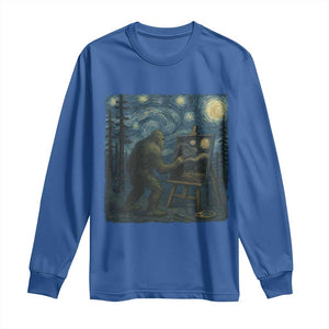 Funny Bigfoot Painting Starry Night Art Parody Gift Long Sleeve Shirt TS12 Royal Blue Print Your Wear