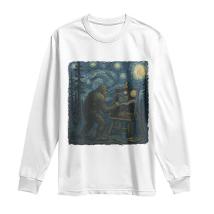Funny Bigfoot Painting Starry Night Art Parody Gift Long Sleeve Shirt TS12 White Print Your Wear