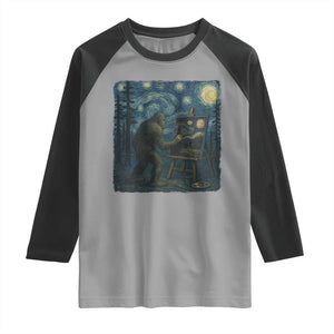 Funny Bigfoot Painting Starry Night Art Parody Gift Raglan Shirt TS12 Sport Gray Black Print Your Wear