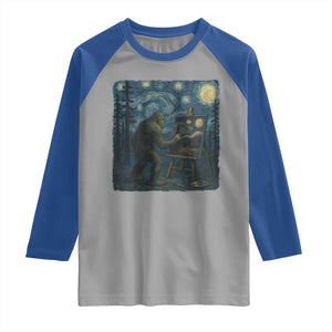 Funny Bigfoot Painting Starry Night Art Parody Gift Raglan Shirt TS12 Sport Gray Royal Print Your Wear