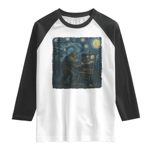 Funny Bigfoot Painting Starry Night Art Parody Gift Raglan Shirt TS12 White Black Print Your Wear