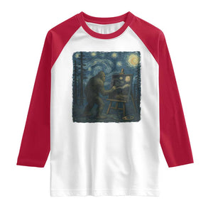 Funny Bigfoot Painting Starry Night Art Parody Gift Raglan Shirt TS12 White Red Print Your Wear