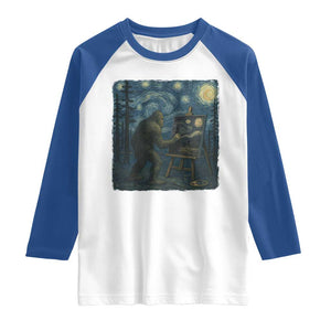 Funny Bigfoot Painting Starry Night Art Parody Gift Raglan Shirt TS12 White Royal Print Your Wear
